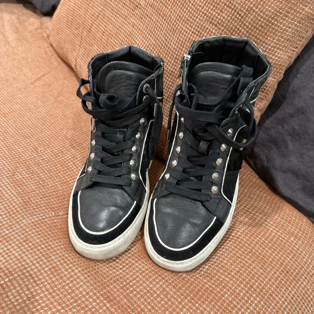 Zadig & Voltaire Studded High-Top Sneakers size 10 - Picture 3 of 6